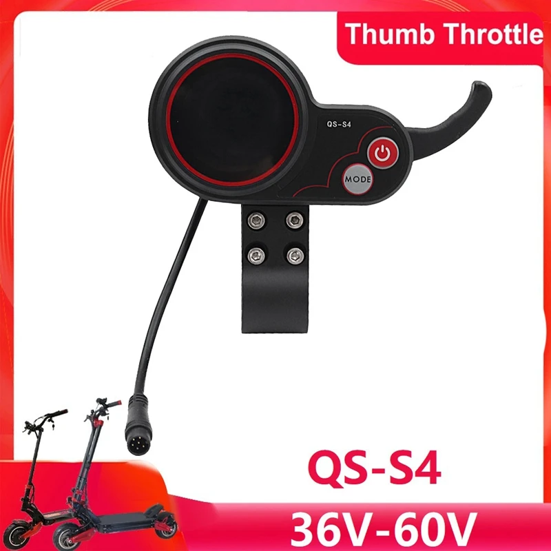 

QS-S4 36V-60V Thumb Throttle LCD Display Meter For Zero 8 9 10 8X 10X Electric Scooter 6PIN Display Accessories Parts