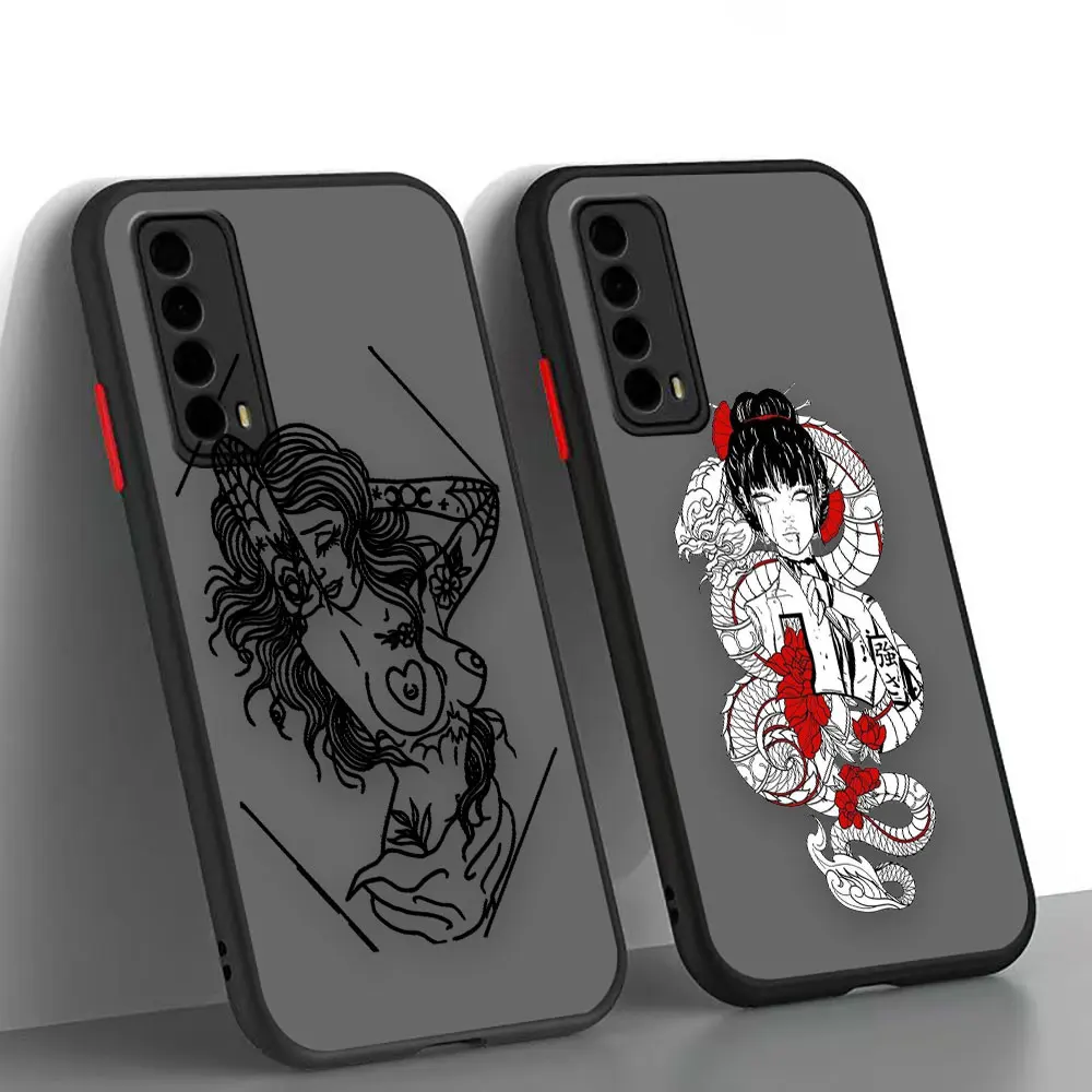 

Matte Case Funda For HUAWEI NOVA 4 5 5I 6 4G 5G 7 7I 8 8SE 10 P40 P50 MATE 40 PRO PLUS Clear Case Funny Abstract Sexy Art Lines
