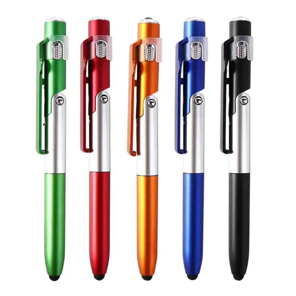 

4 in 1 Students Night Reading Stationery Office Ballpoint Pen with LED Light Cellphone Holder Writing Pen Stylus Pen