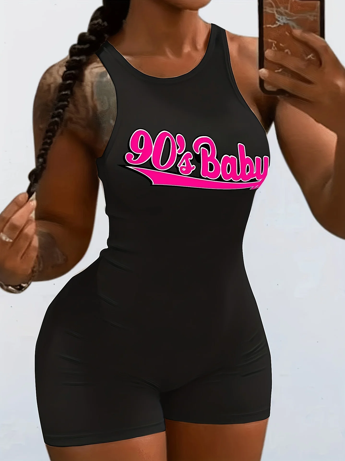 Женский однотонный облегающий комбинезон с открытой спиной