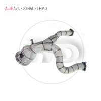 hmd exhaust system high flow performance downpipe for audi a6 a7 c8 3 0t car accessories with catalytic header