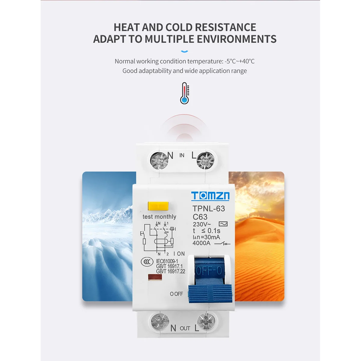 TOMZN TPNL DPNL 230 В 1P + N Автоматический выключатель остаточного тока с защитой от