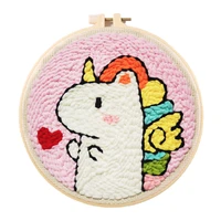 heart unicorn punch needle embroidery kit for beginners easy embroidery diy needlework wool work home decor custom embroidery