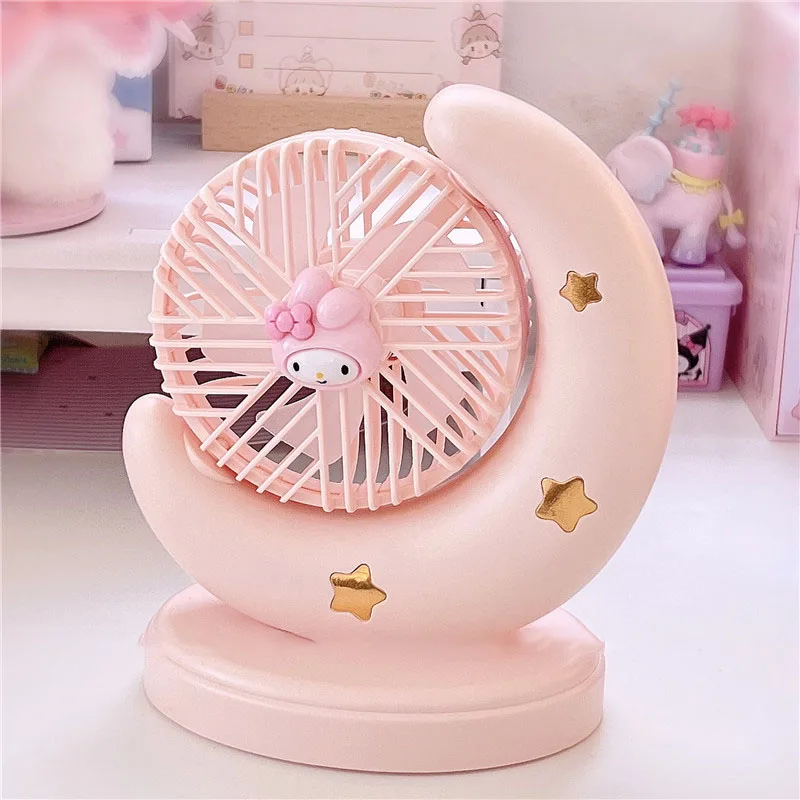 Kawaii Kuromi My Melody Cinnamoroll Moon Shape Desktop Usb Small Fan Summer Anime Sanrioed детские часы Girl Gift |