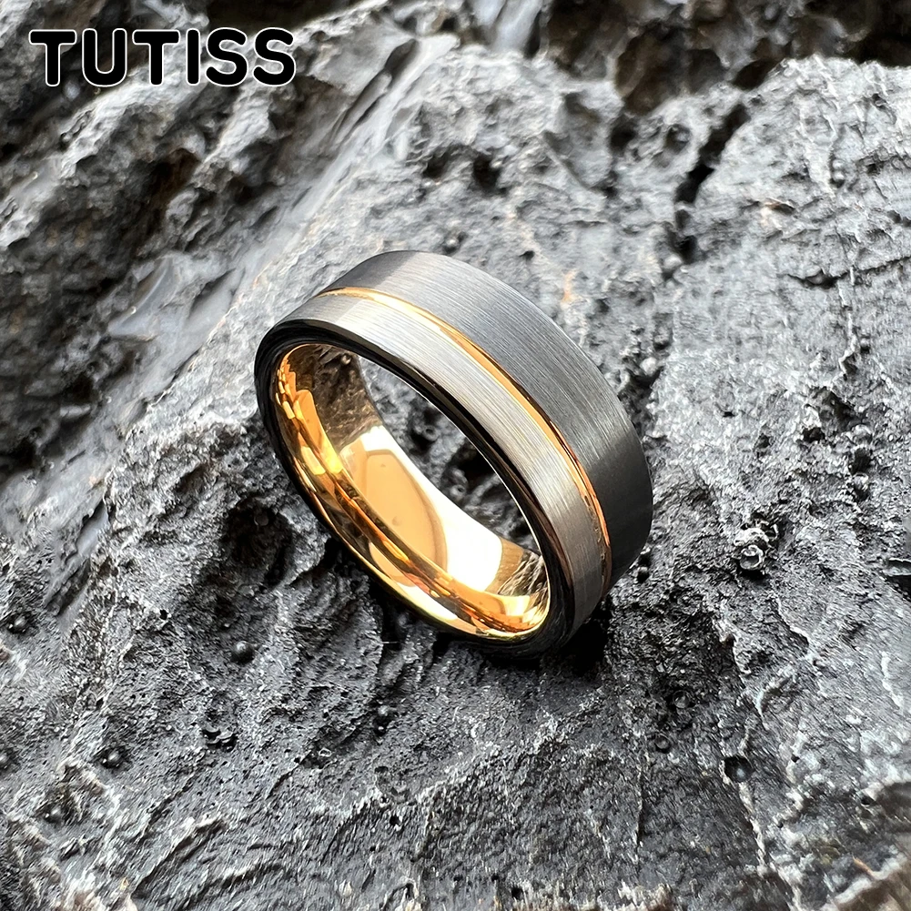 Модное плоское кольцо TUTISS 6 мм 8 для мужчин и женщин из карбида вольфрама