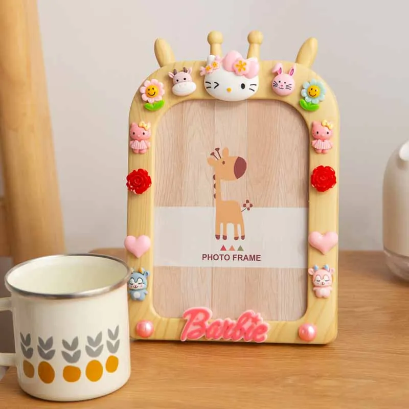 

Милая мультяшная фоторамка Hello Kitty, пластиковая детская фоторамка для спальни, 7 дюймов, трехмерное украшение для фотографий
