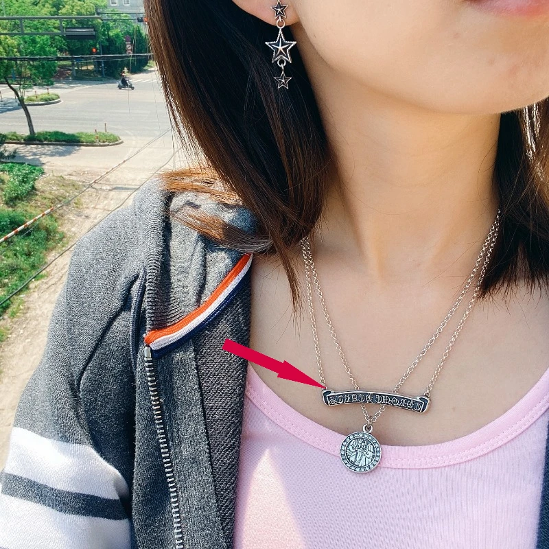 Rock Hearts Fashion Brand Logo Choker Necklace Pendant Punk Retro Wei Xue Pear Net Red Same Sle