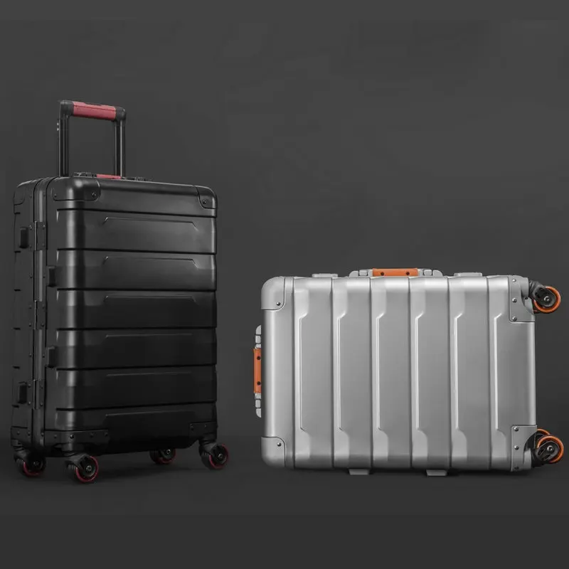 New Aluminum Suitcase Universal Wheel 24 Inch Metal Suitcase Business Suitcase 20 Inch Large Capacity Buckle Lock Captain Case