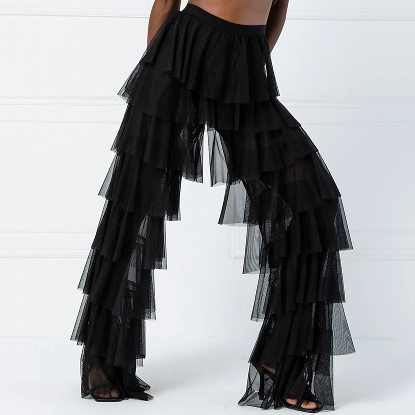 

Брюки Женские однотонные с широкими штанинами, повседневные широкие брюки с оборками, с завышенной талией, универсальный костюм свободного кроя, уличная одежда