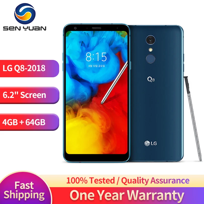 Original LG Q8 2018 4G LTE Mobile Phone 6.2'' Q8(2018) 4GB+64GB Snapdragon 450 Octa-core Android SmartPhone 16MP+5MP CellPhone