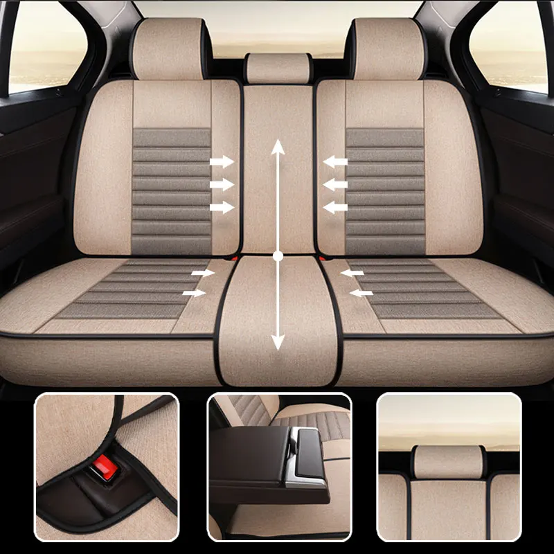 Полный комплект чехлов для автомобильных сидений дышащая льняная подушка пять