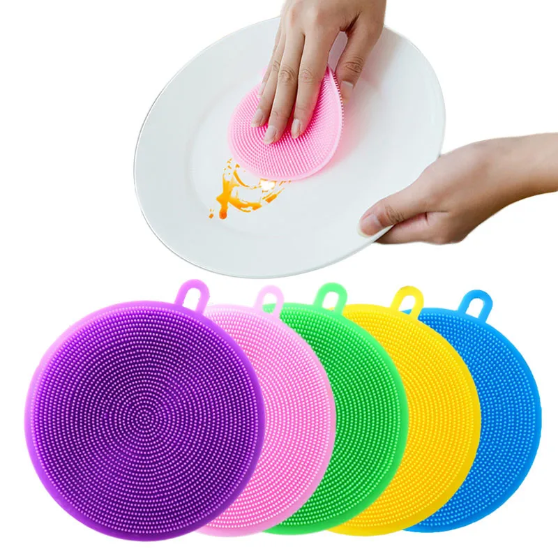 

Silicone Cleaning Brush Dishwashing Cutlery Kitchenware Brushes Dish Sponge Stain Buster Kitchen Tools новинки для кухни и быта