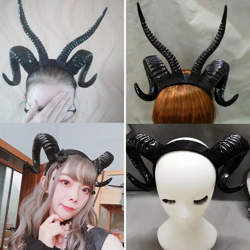 

Demon Evil Horn Headwear Cosplay Props Women Halloween Accessories Hairpin Evil Gothic Lolita Sheep Horn Headband