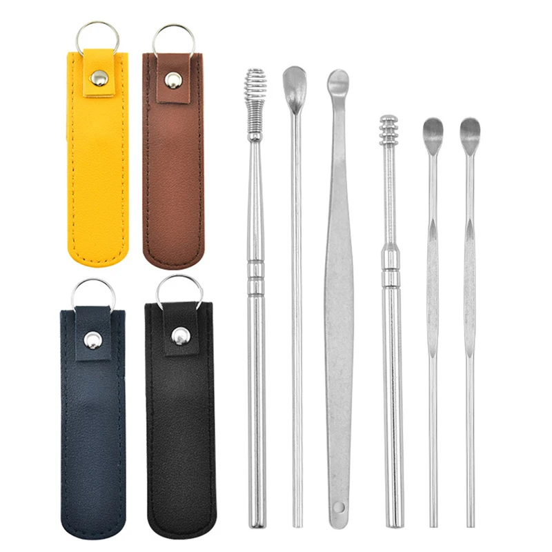 6pcs Ear Wax Remover Cleaning Tools Stainless Steel Earpick Cleaner Removal Set For Baby Adults Use |