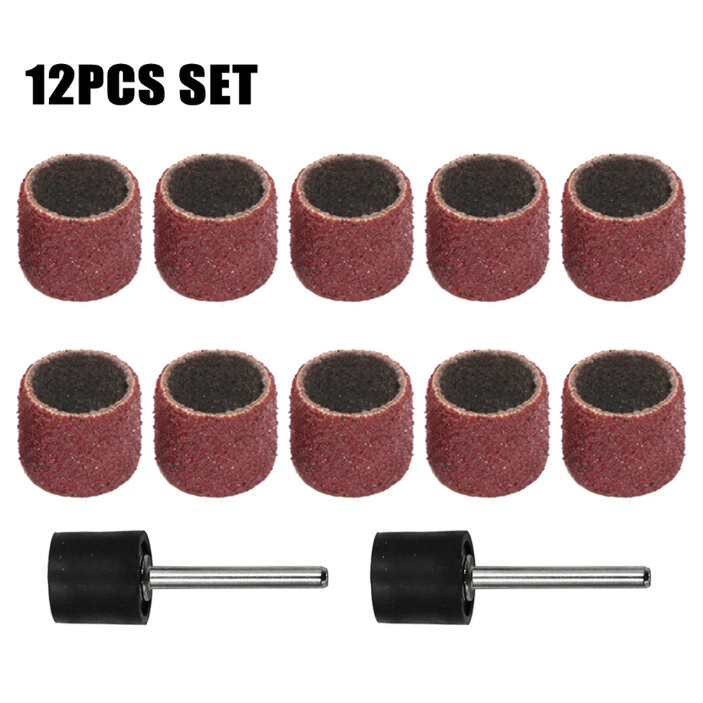 

12pcs Sanding Drum Grinding Head Sanding Ring With Rod Abrasive Rotary Tool Kit For Derusting Deburring Polishing Abrasive Tools
