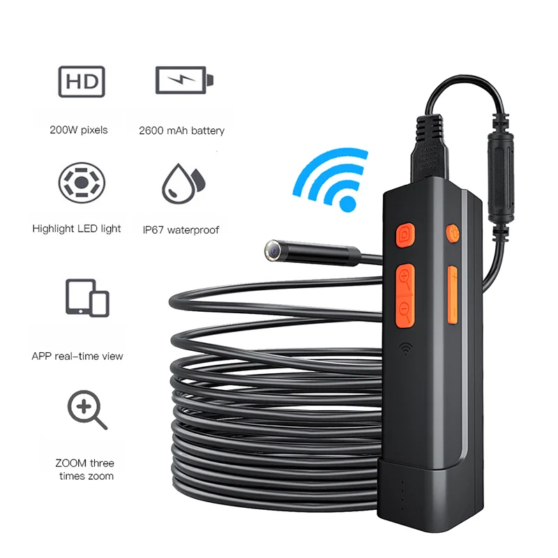 

3.9MM Single Dual Lens 1080P 2MP WiFi Endoscope Borescope With 6 blue LED 3X Zoom Camera For IOS Android With Flashlight