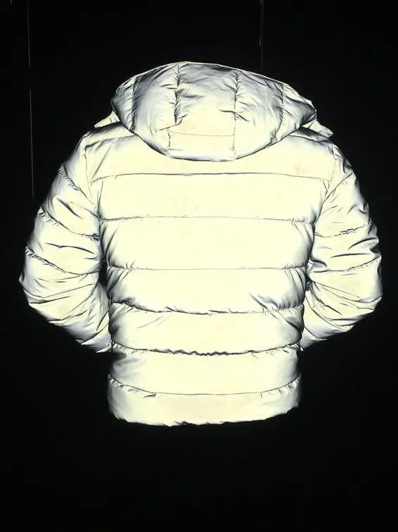 Parklees Men Night Reflective Hooded Jacket Coat 2022 Winter Cotton Padded Zipper Coat Casual Warm Windbreaker Fluorescent Coats