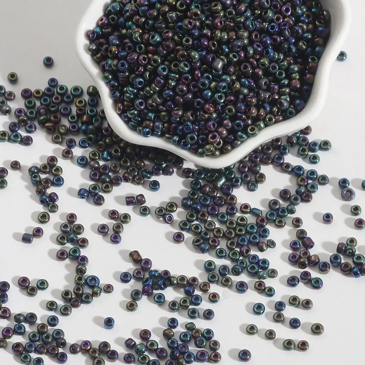 Металлический цветной стеклянный бисер 2-3 мм 150-1000 шт