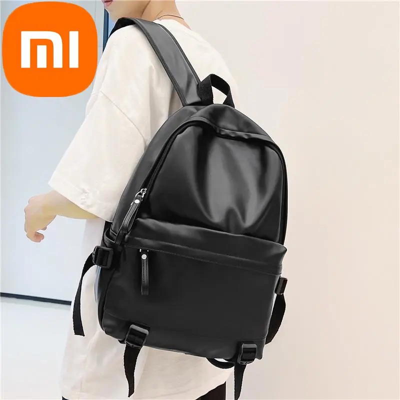 

Xiaomi Backpack 2023 New Soft Leather Waterproof Schoolbag Male College Students Simple Fashion Backpack Leather Backpack