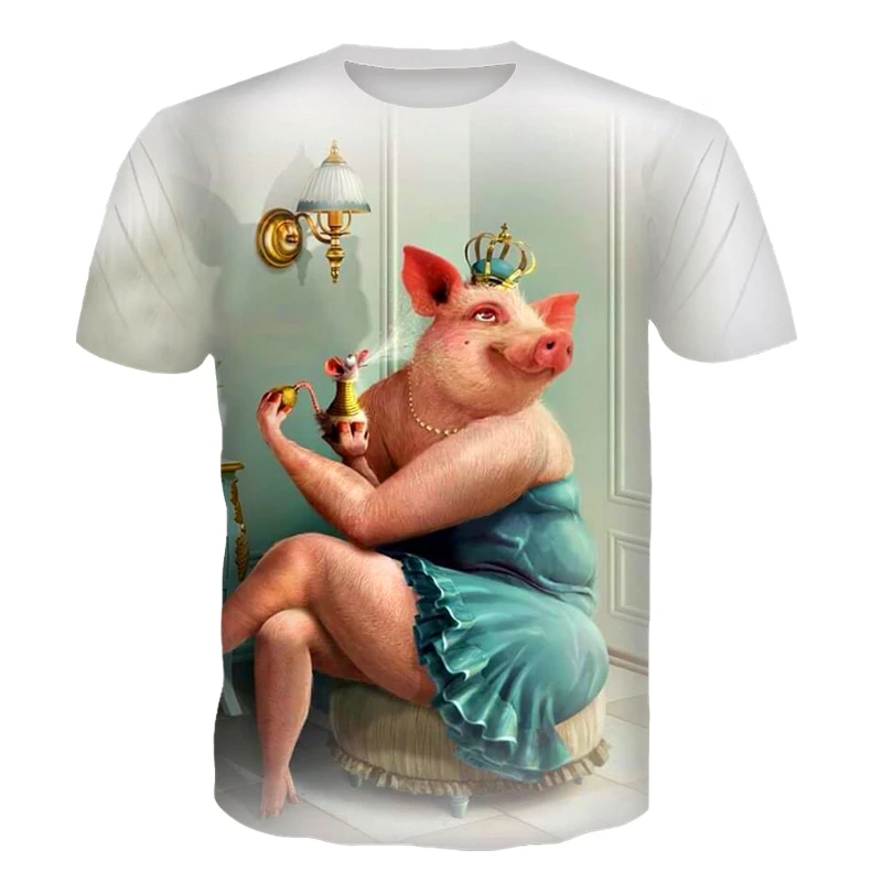 

Summer New Creative Funny Funny Pig Shirt 3D Printing Men's and Women's Tops T-shirts