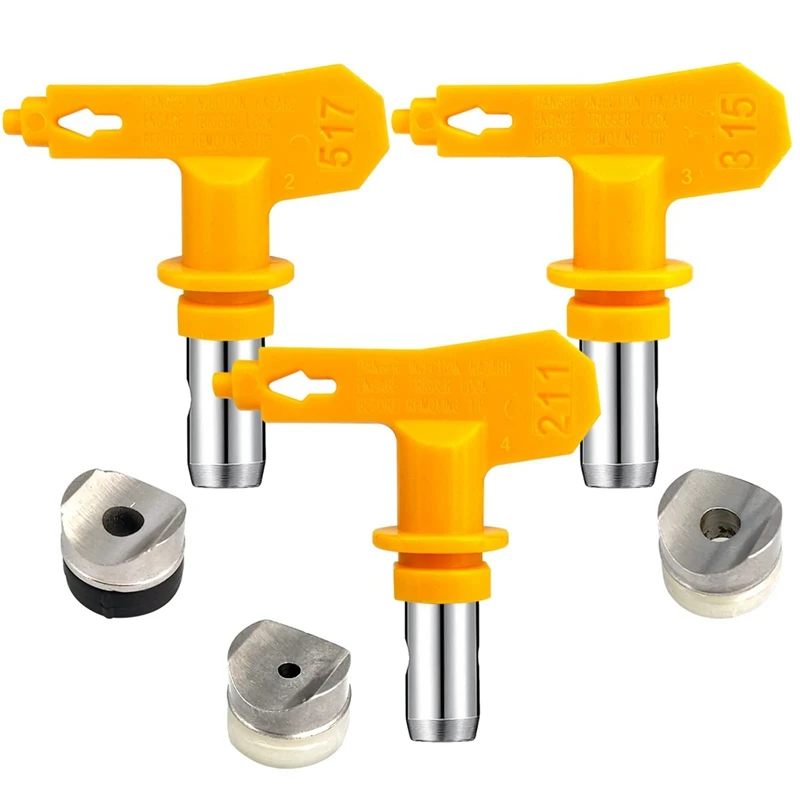 

AT35 Reversible Paint Sprayer Tips Airless Nozzles Spraying Machine Parts For Homes Buildings Decks Or Fences( Yellow 3Pcs )