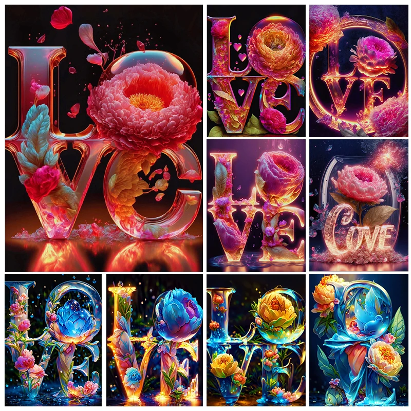 

5D DIY Diamond Painting Flowers and Crystal Show Love Mosaic Diamond Embroidery Painting Full Rhinestones Home Decor Gifts
