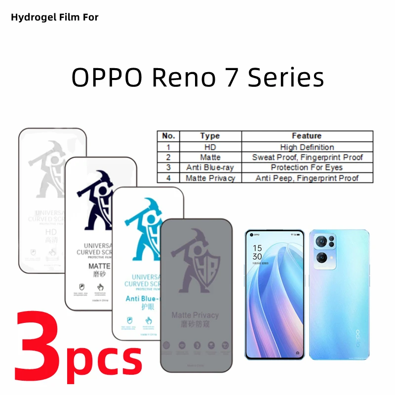 

3 шт., Гидрогелевая Защитная пленка для OPPO Reno7 Pro 5G