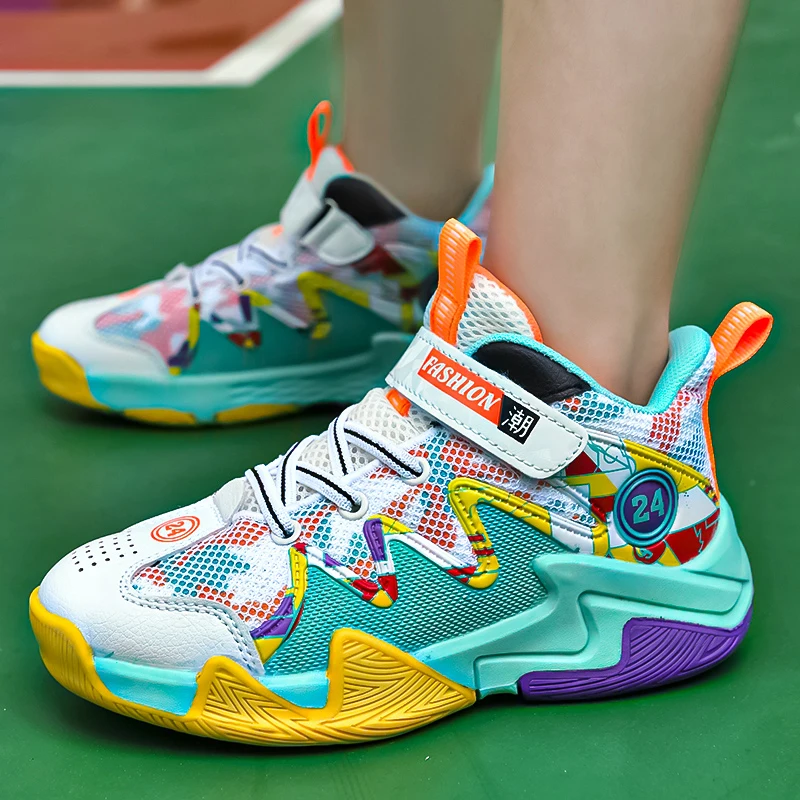 Boys Basketball Shoes 2022 New Children's Basketball Shoes Lightweight Boys Sneakers Girls Casual Trainers Children Brand Shoes