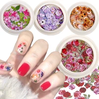 3d nail art flower jewelry applique wood pulp patch ultra thin mixed small daisy rose dried flowers diy nail art decorations