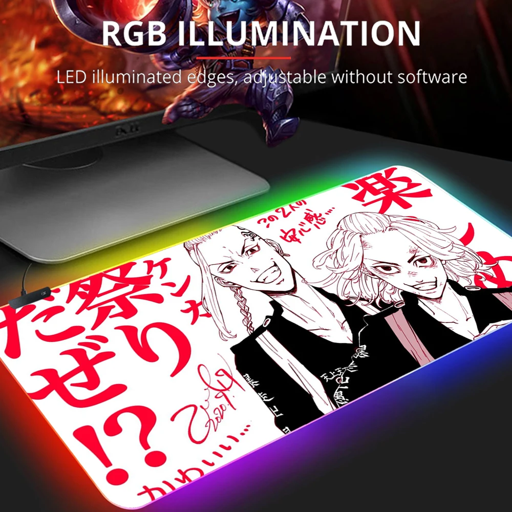 

Tokyo Revengers RGB Mouse Pad Anime Gaming Mouse Pad Computer Large Mousepad Backlit Mouse Mat LED Gamer Mause Carpet Desk Mat