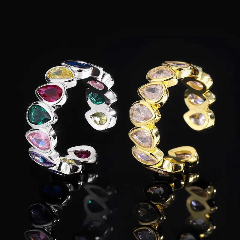 

JitDoo Yellow Crystal Cubic Zircon Open Rings for Women Pricess Wedding Party 2023 Trend Luxury Fashion Adjustable Jewelry