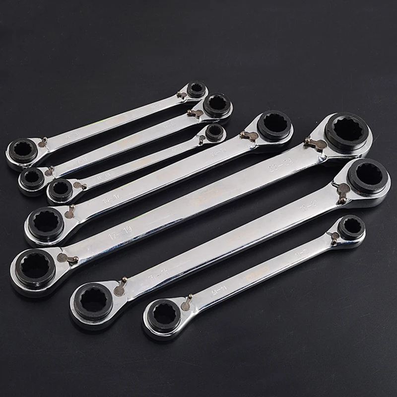 

Ключ с трещоткой, многофункциональный комбинированный гаечный ключ с двумя головками, 4 в 1