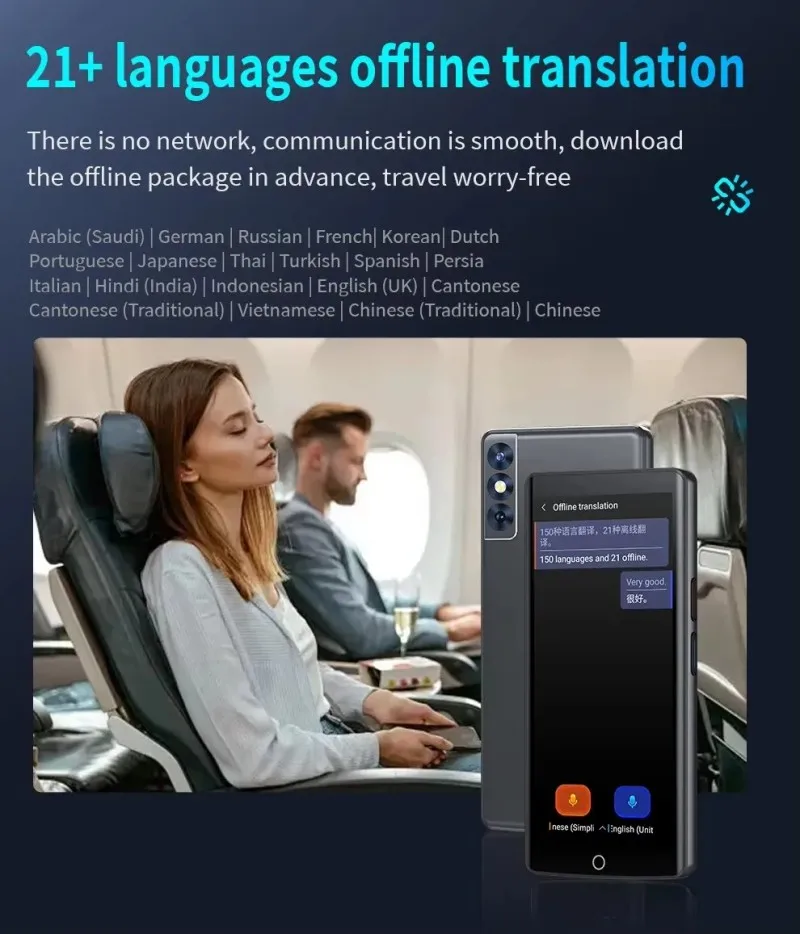 Фото Интеллектуальный переводчик AI Online Offline Перевод 139 языков Двусторонний голосовой переводчик с глобальной фотографией в реальном времени №4