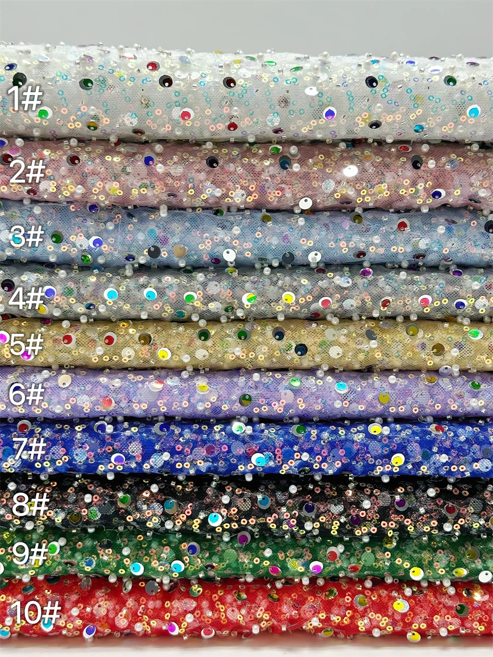 Увлекательная тюлевая кружевная ткань с разноцветными блестками 5 ярдов