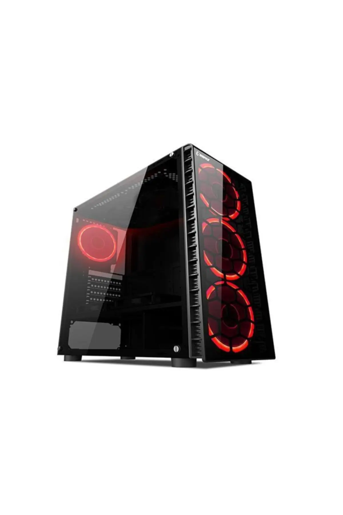 

Redsky 4*12cm Red Fan Black Glass Window Gaming Case