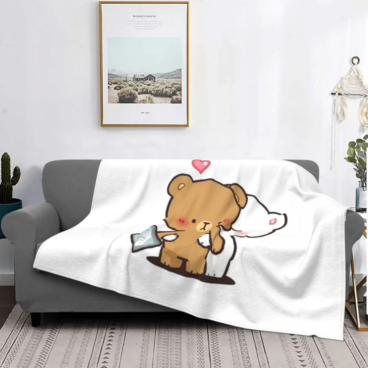 

Milk And Mocha Lover Coral Fleece Blanket Velvet Shaggy Fuzzy Quilt Home Sofa Bedroom Bedding Throws Adult Cartoon