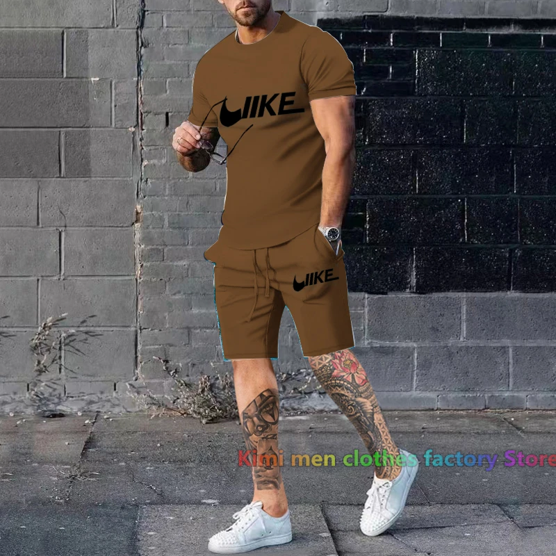 Cotton Set Men Oversized Brand printing TShirts Shorts Sets 2 Piece Outfits Sets for Men 2023 New Summer Streetwear Tracksuit
