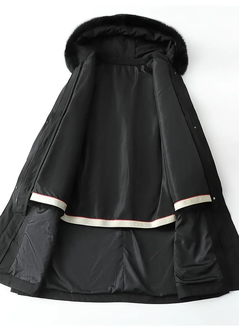 Fox Fur Collar Parker Mid-length Hooded 2022 Winter New Rabbit Fur Inner Bile Fur Coat for Woman