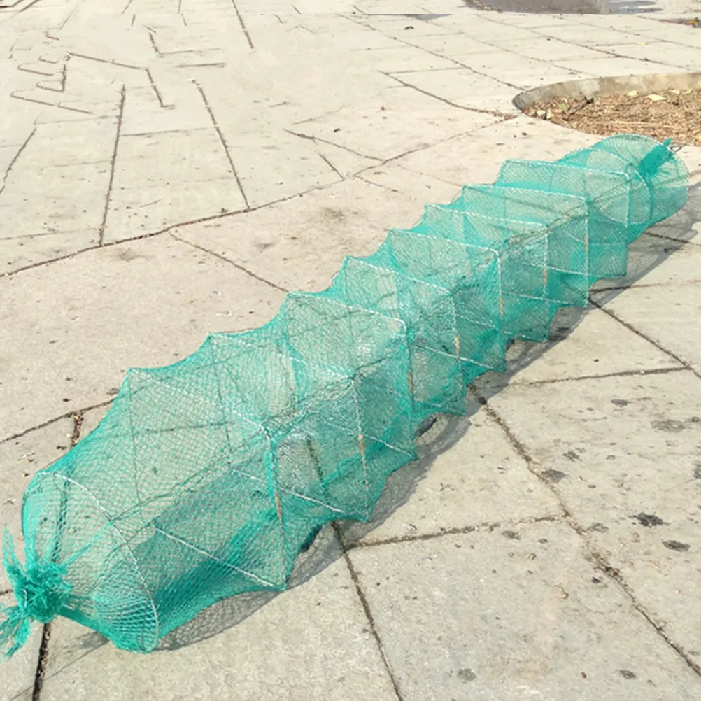 

1,5 м, нейлоновая рыболовная сеть, 1,3 м, 11 интервалов, Складная портативная рыболовная сеть для ловли раков, живых рыб, приманка для креветок, н...