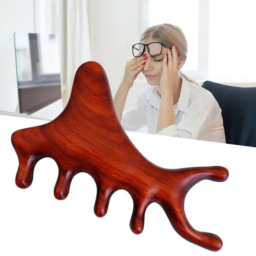 

Meridian Massage Comb 4-Tooth Handleless Wood Point Wide-Tooth Massage Head Sandalwood Sha Comb Gua Comb Comb Head Acupunct G8B1