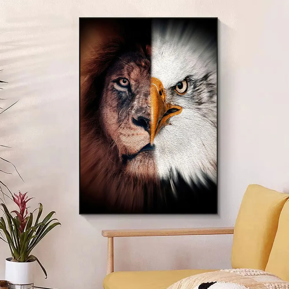 

Vintage Animal Rule And Reign Lion Eagle Posters Prints Canvas Painting Honor Art Totem Flag Picture For Living Room Home Decor