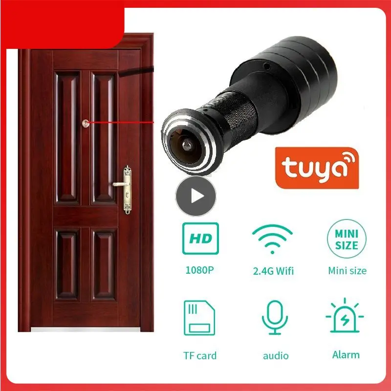 

Mini Wifi Port Eye Hole Ip Camera With Speaker Alarm Tuya 1080p Camera Charging Household Audio Door Camera Smart Home Tuya App