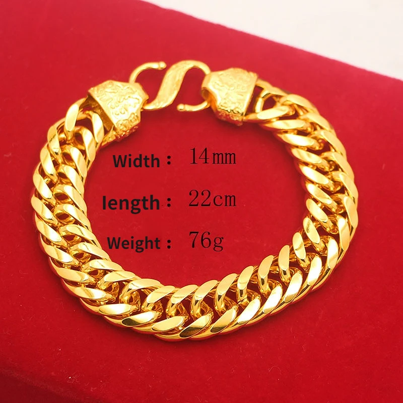 

Gold plated Fu character head boss chain bracelet electroplated imitation gold wedding headwear domineering men's bracelet