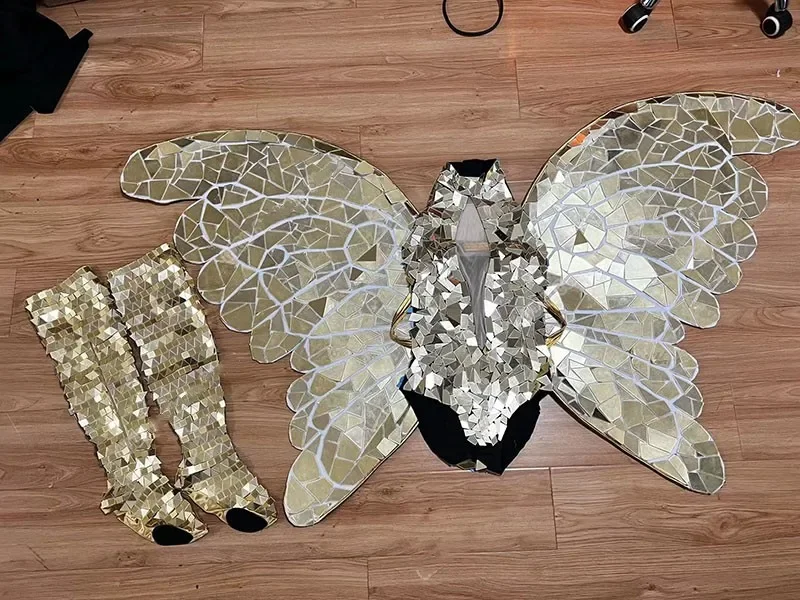 Золотое и серебряное зеркало бабочка большие крылья задняя рамка сценический