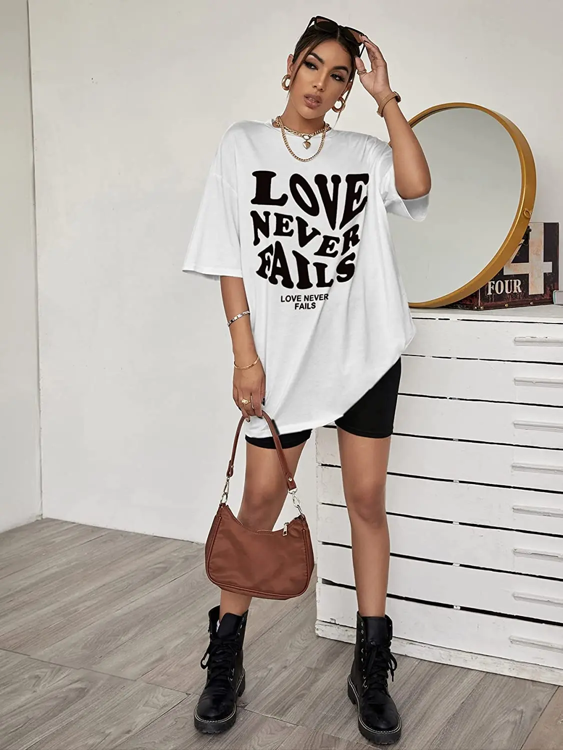

Women's Cartoon Bear Print Short Sleeve Tee Casual Summer T Shirt Top