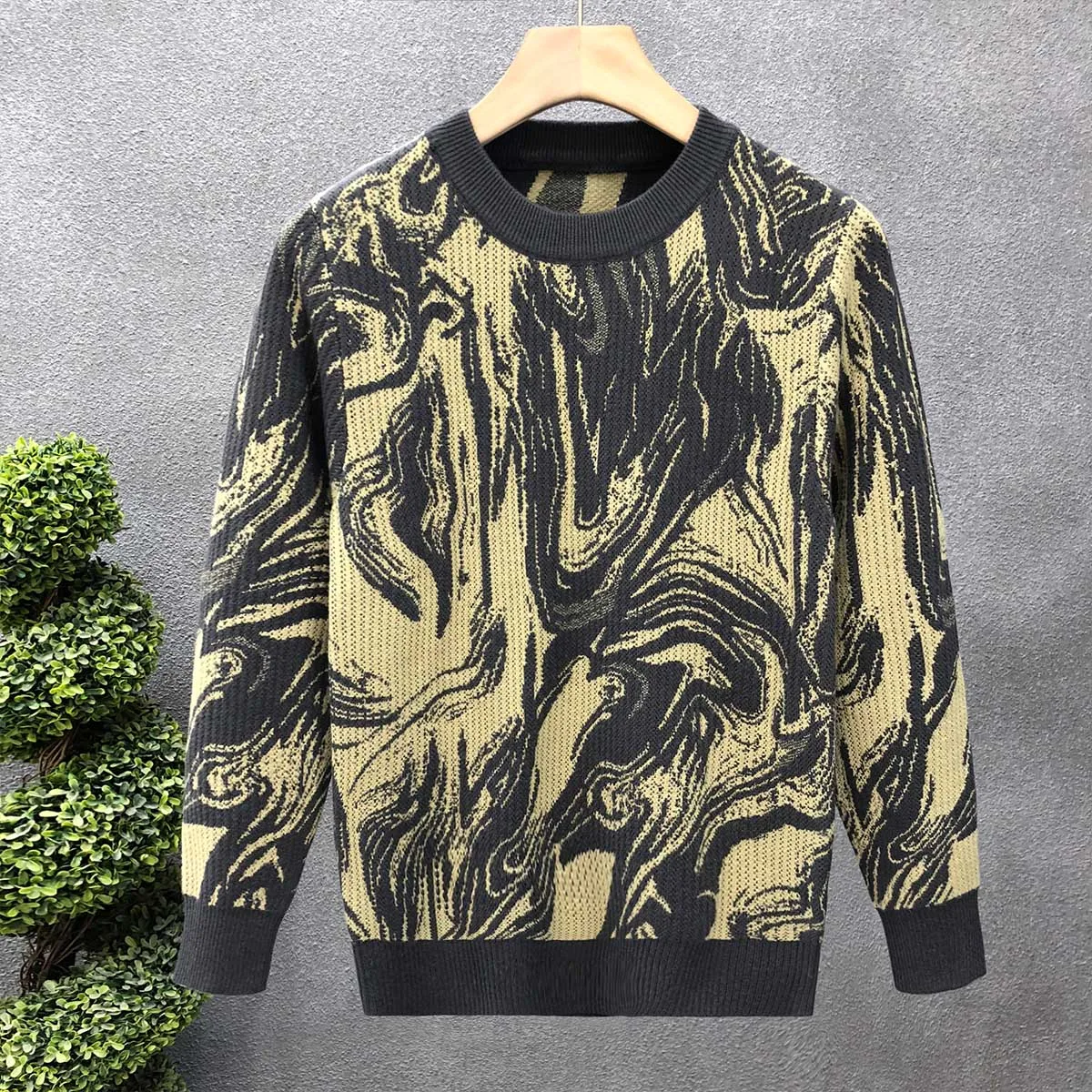 2025 вязаный свитер мужские корейские модные пуловеры осенний мужской трикотаж с