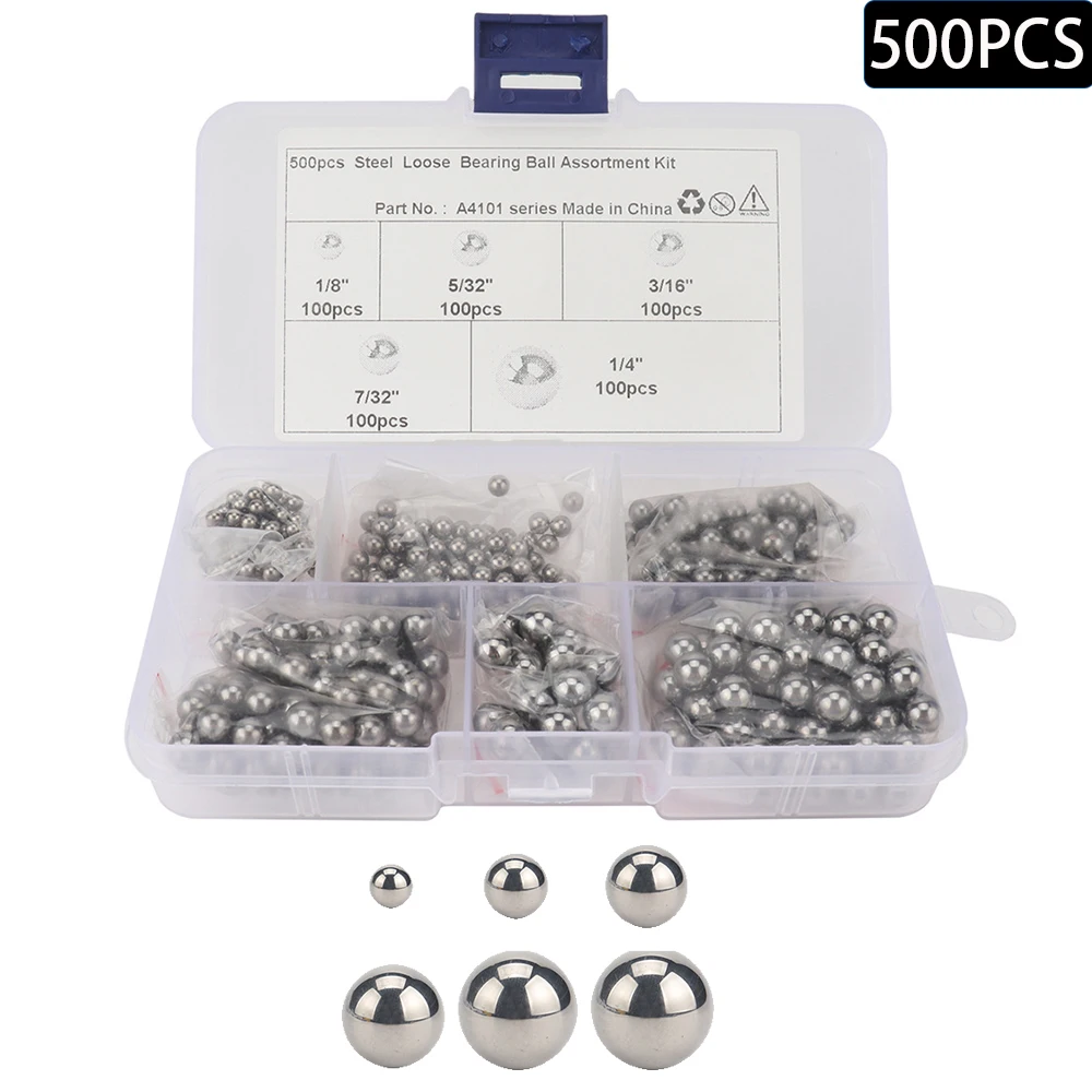 

500PCS/Box 5 Size 1/8-1/4 Inch G25 Precision Steel Assorted Loose Bicycle Bearing Ball Assortment Kit For Car Smooth Ball