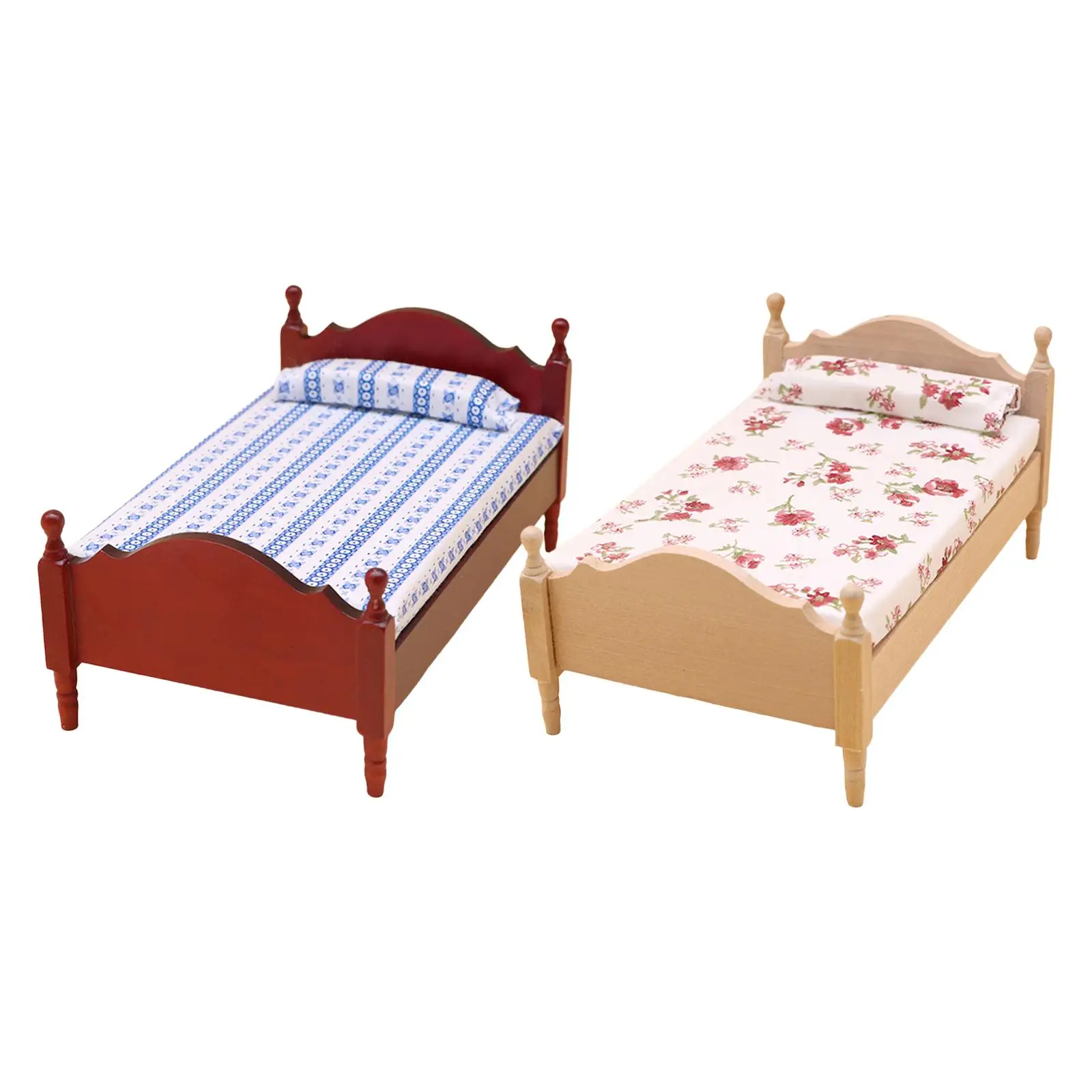 

Miniature Wooden Bed Miniature Dollhouse Decoration Accessories