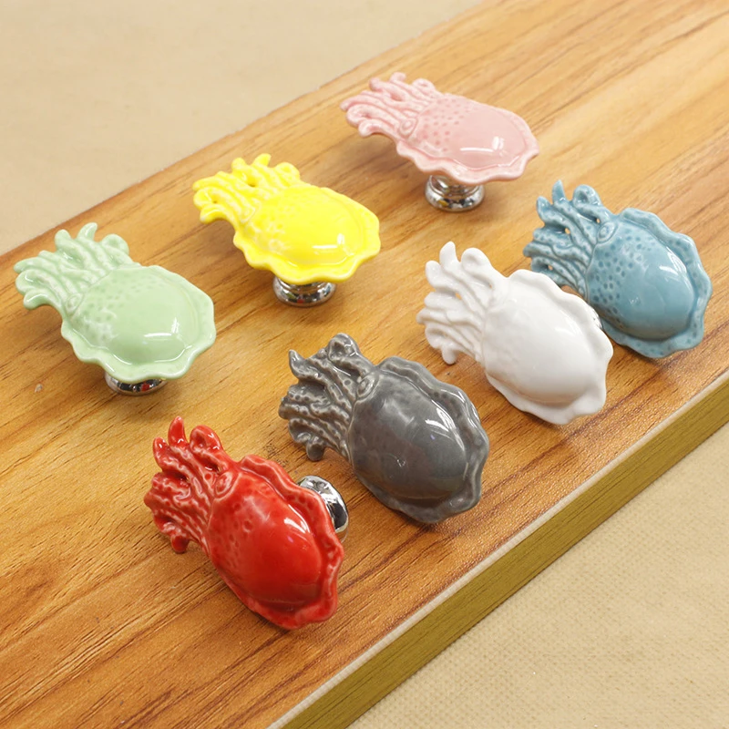

Octopus Ceramic Handles 53mm Drawer Knobs Single Hole Closet Door Handles Cabinet Handles with Screws Furniture Handles