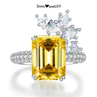 shipei emerald cut created moissanite gemstone ring for women 100 925 sterling silver wedding engagement couple rings wholesale